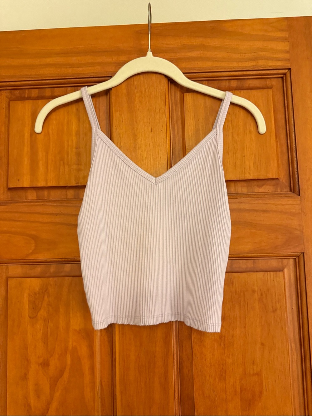 American eagle Women’s Ribbed V-Neck Cropped Tank Top - Light Lilac